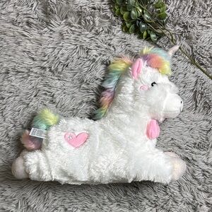 Plush Unicorn Pillow with Rainbow Mane